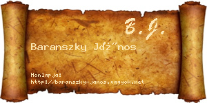 Baranszky János névjegykártya
